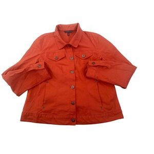 Baccini Women's Orange Cotton Blend Button Front Cropped Jacket XL